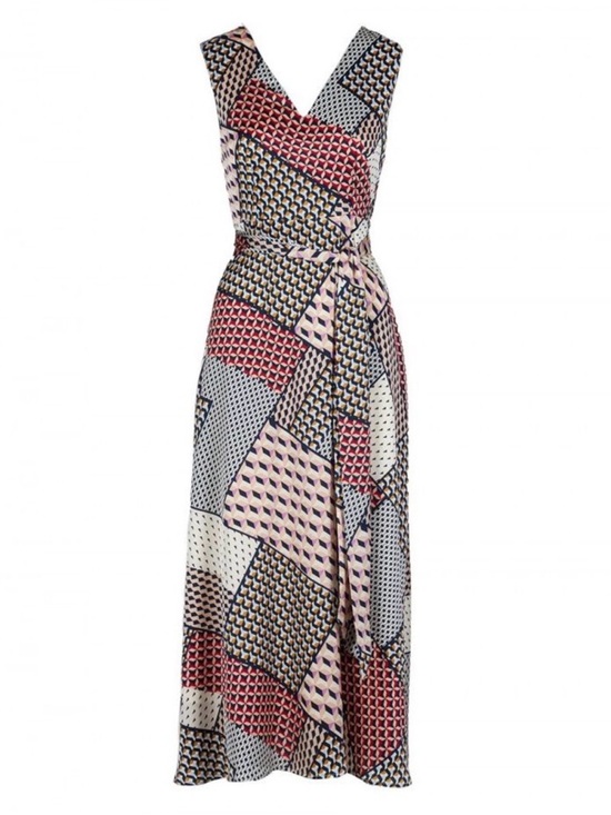 Anonyme Dresses & Skirts - Anonyme Silky Printed Maxi Dress with Sash Belt